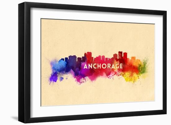 Anchorage, Alaska - Skyline Abstract-Lantern Press-Framed Art Print