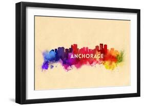 Anchorage, Alaska - Skyline Abstract-Lantern Press-Framed Art Print