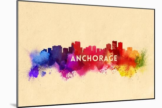 Anchorage, Alaska - Skyline Abstract-Lantern Press-Mounted Art Print