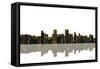 Anchorage Alaska Skyline BW 1-Marlene Watson-Framed Stretched Canvas