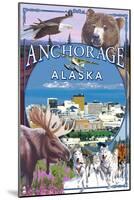 Anchorage, Alaska Views-Lantern Press-Mounted Art Print