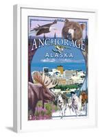 Anchorage, Alaska Views-Lantern Press-Framed Art Print