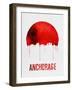 Anchorage Skyline Red-null-Framed Art Print