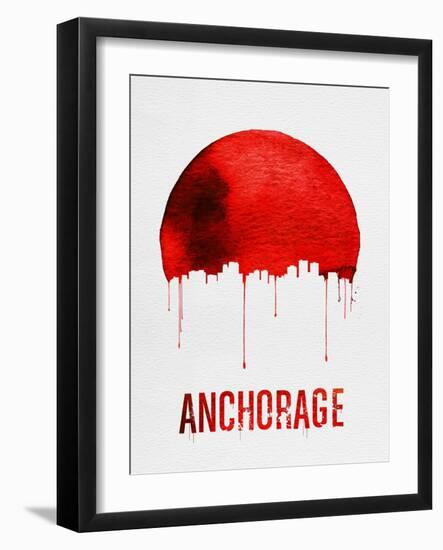 Anchorage Skyline Red-null-Framed Art Print