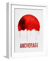 Anchorage Skyline Red-null-Framed Art Print