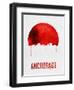 Anchorage Skyline Red-null-Framed Art Print