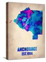 Anchorage Watercolor Map-NaxArt-Stretched Canvas