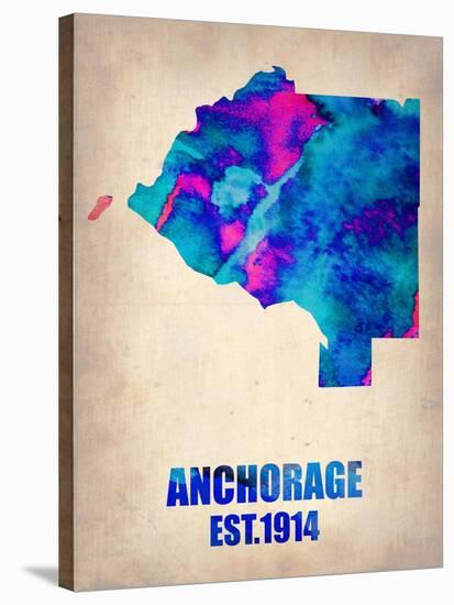 Anchorage Watercolor Map-NaxArt-Stretched Canvas