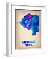 Anchorage Watercolor Map-NaxArt-Framed Art Print