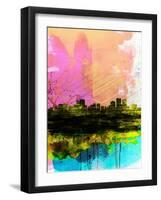 Anchorage Watercolor Skyline-NaxArt-Framed Art Print