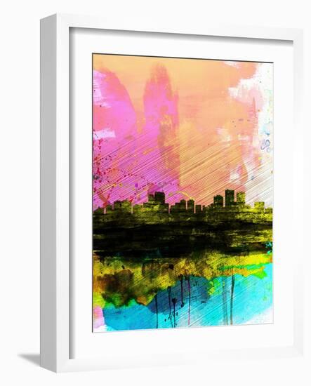 Anchorage Watercolor Skyline-NaxArt-Framed Art Print