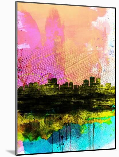 Anchorage Watercolor Skyline-NaxArt-Mounted Art Print