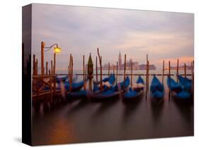 Anchored Gondolas at Twilight, Venice, Italy-Jim Zuckerman-Stretched Canvas