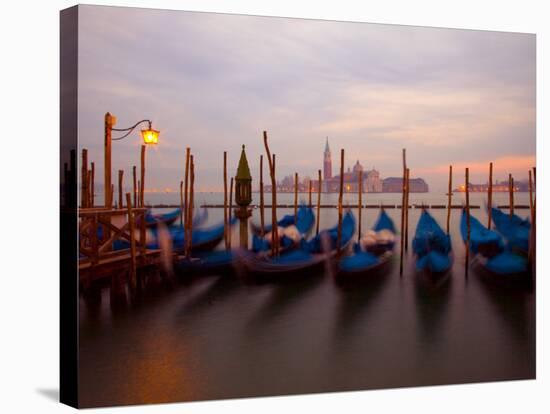 Anchored Gondolas at Twilight, Venice, Italy-Jim Zuckerman-Stretched Canvas