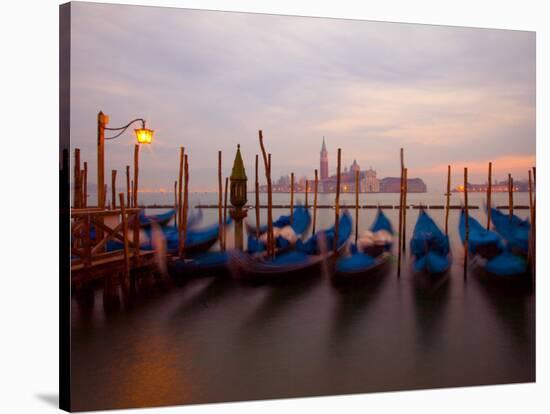 Anchored Gondolas at Twilight, Venice, Italy-Jim Zuckerman-Stretched Canvas