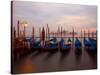 Anchored Gondolas at Twilight, Venice, Italy-Jim Zuckerman-Stretched Canvas