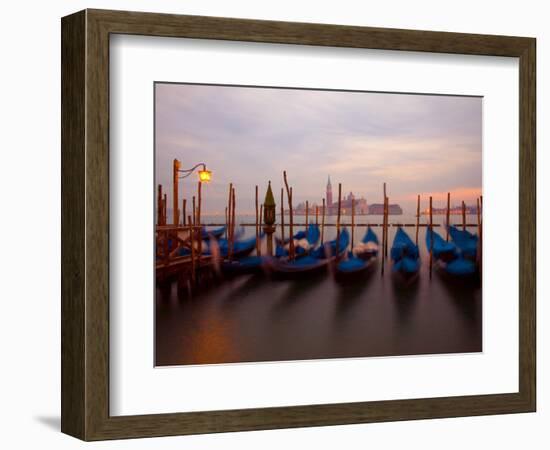 Anchored Gondolas at Twilight, Venice, Italy-Jim Zuckerman-Framed Photographic Print