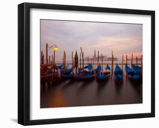 Anchored Gondolas at Twilight, Venice, Italy-Jim Zuckerman-Framed Photographic Print