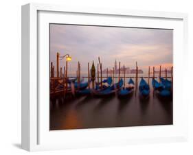 Anchored Gondolas at Twilight, Venice, Italy-Jim Zuckerman-Framed Photographic Print