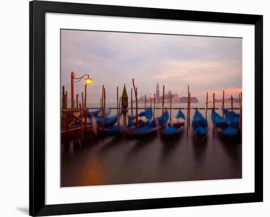 Anchored Gondolas at Twilight, Venice, Italy-Jim Zuckerman-Framed Photographic Print