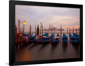 Anchored Gondolas at Twilight, Venice, Italy-Jim Zuckerman-Framed Photographic Print