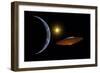 Ancient Aliens Arriving Towards Earth in Flying Saucers-null-Framed Premium Giclee Print