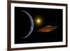 Ancient Aliens Arriving Towards Earth in Flying Saucers-null-Framed Art Print