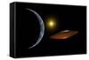 Ancient Aliens Arriving Towards Earth in Flying Saucers-null-Framed Stretched Canvas