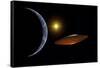 Ancient Aliens Arriving Towards Earth in Flying Saucers-null-Framed Stretched Canvas