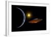 Ancient Aliens Arriving Towards Earth in Flying Saucers-null-Framed Art Print