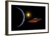 Ancient Aliens Arriving Towards Earth in Flying Saucers-null-Framed Art Print