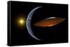 Ancient Aliens Arriving Towards Earth in Flying Saucers-null-Framed Stretched Canvas