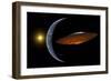 Ancient Aliens Arriving Towards Earth in Flying Saucers-null-Framed Premium Giclee Print