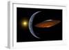 Ancient Aliens Arriving Towards Earth in Flying Saucers-null-Framed Premium Giclee Print