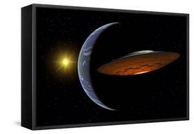 Ancient Aliens Arriving Towards Earth in Flying Saucers-null-Framed Stretched Canvas