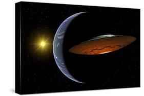 Ancient Aliens Arriving Towards Earth in Flying Saucers-null-Stretched Canvas