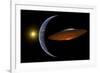 Ancient Aliens Arriving Towards Earth in Flying Saucers-null-Framed Art Print