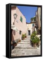 Ancient alley, Porto Azzurro, Elba Island, Livorno Province, Tuscany, Italy, Europe-Roberto Moiola-Framed Stretched Canvas