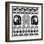 Ancient American Pattern On White-Sateda-Framed Art Print