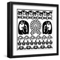 Ancient American Pattern On White-Sateda-Framed Art Print