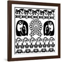 Ancient American Pattern On White-Sateda-Framed Art Print