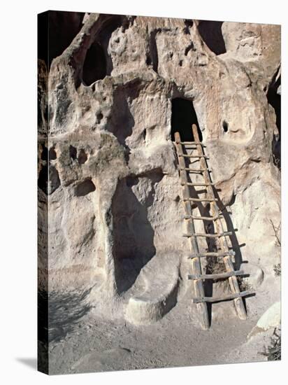 Ancient Anasazi Ruins and Cliff Dwellings in Rock, Bandlelier National Monument, New Mexico, USA-Charles Sleicher-Stretched Canvas