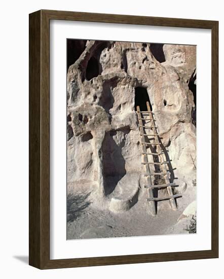 Ancient Anasazi Ruins and Cliff Dwellings in Rock, Bandlelier National Monument, New Mexico, USA-Charles Sleicher-Framed Photographic Print