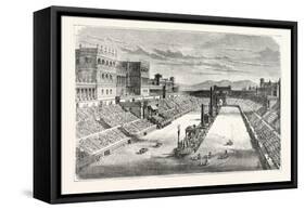 Ancient Arena Restored Showing a Chariot Race-null-Framed Stretched Canvas