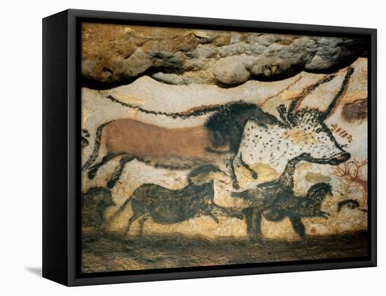 Ancient Artwork on the Walls of the Cave at Lascaux-null-Framed Stretched Canvas