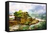 Ancient Balinese Temple - Picture In Painting Style-Maugli-l-Framed Stretched Canvas