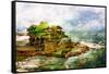 Ancient Balinese Temple - Picture In Painting Style-Maugli-l-Framed Stretched Canvas