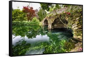 Ancient Bridge Over The Ninfa Creek-George Oze-Framed Stretched Canvas