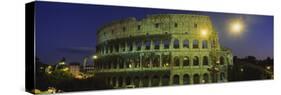 Ancient Building Lit Up at Night, Coliseum, Rome, Italy-null-Stretched Canvas