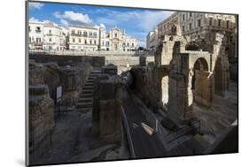 Ancient builldings and Roman ruins in the old town, Lecce, Apulia, Italy, Europe-Roberto Moiola-Mounted Photographic Print